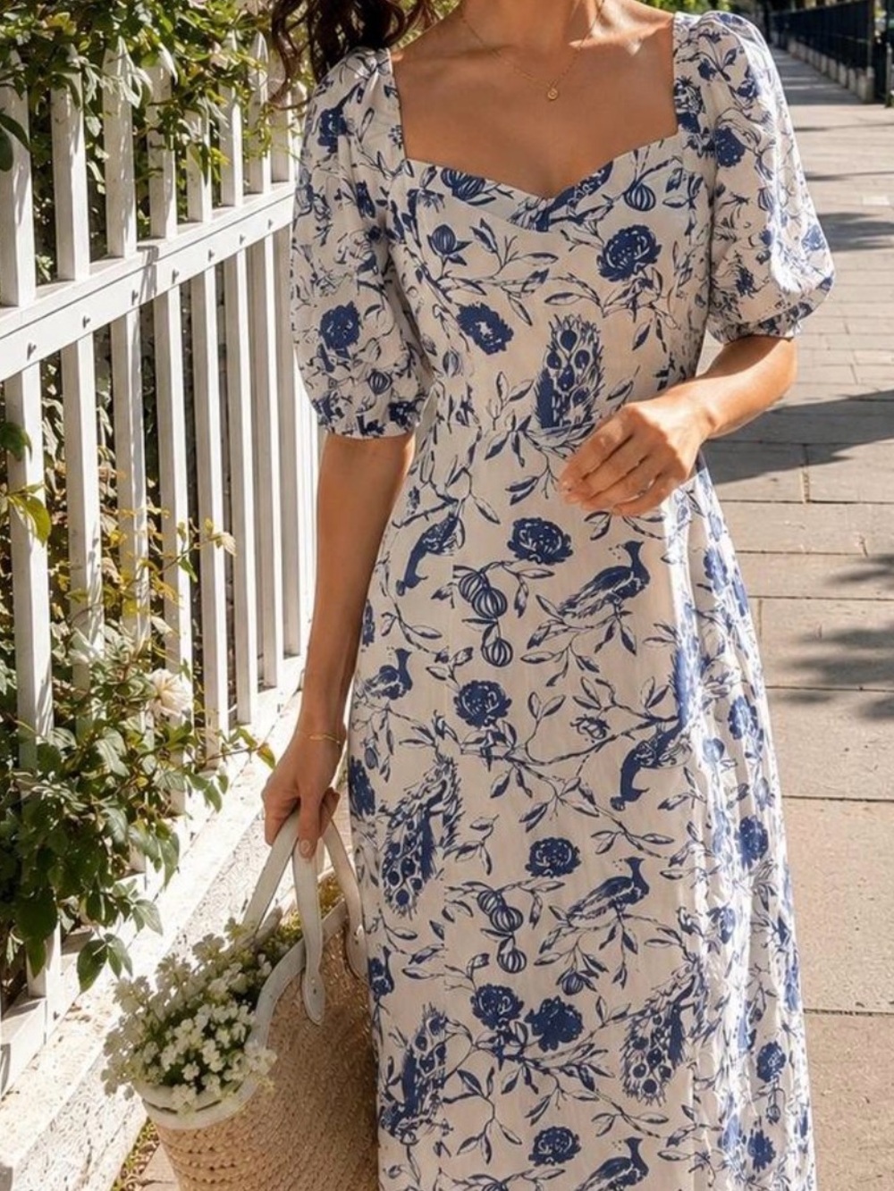 Abercrombie & Fitch Camille Puff Sleeve Maxi Dress Peacock Floral Size M